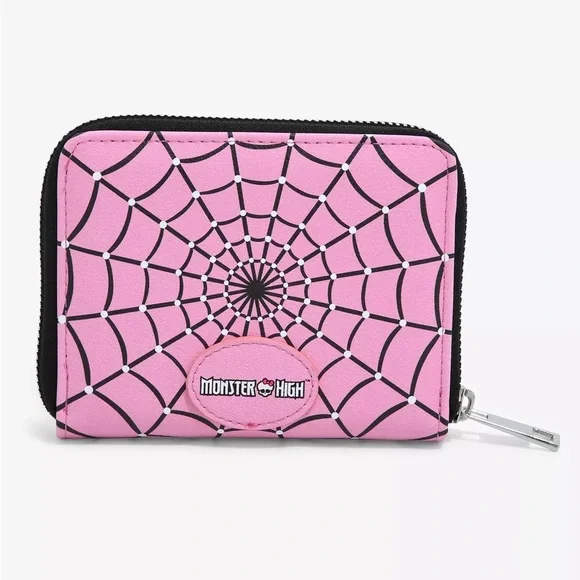 Monster High Draculaura Pink Spiderweb Mini Zipper Wallet - Picture 4 of 4
